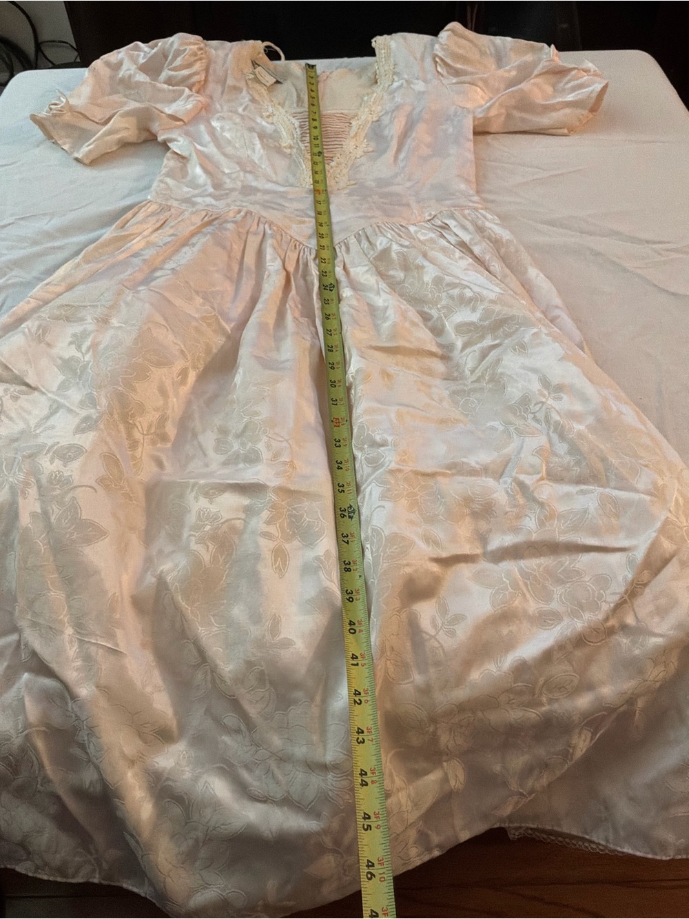 ****** Scott McClintock Cream Satin Lace-Trim formal prom Dress ****** - Picture 4 of 8